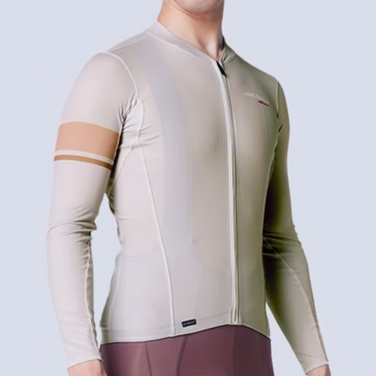 ATLAS Men's cool black multi-section circulation lightweight long-sleeved cycling shirt~JU-182-GY~light gray,30~38C / ATLAS MEN LONG SLEEVE JERSEY~JU-184-BU~ LIGHT GREY~30~38C