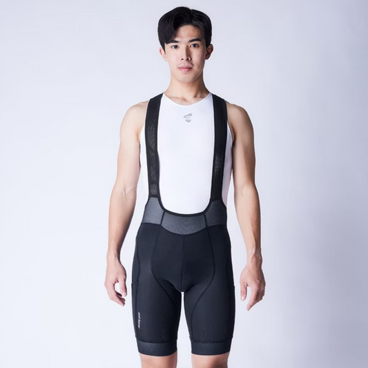 ATLAS Men's Warp Knitted Strap Shorts (6th Generation Pad) Pocket Style, S-746-B, Black, 24-30℃ / ATLAS MEN BIB SHOR- 6TH, SB-746-B, BK - 24-30℃