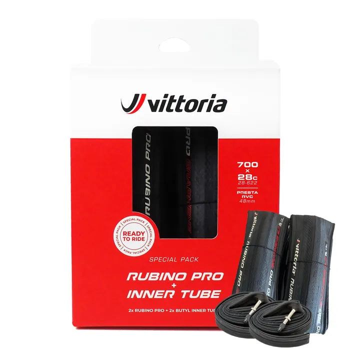 VITTORIA RUBINO PRO G2.0 Graphene Tube & Inner Tube Set-700X28C (2X RUBINO PRO + 2X BUTYL INNER TUBE F/V 48MM) / VITTORIA RUBINO PRO G2.0 TIRE& TUBE-2SET-700X28C (2X RUBINO PRO + 2X BUTYL INNER TUBE F/V 48MM)