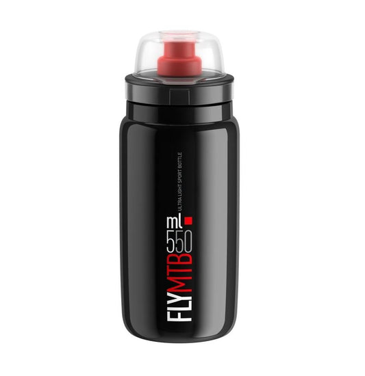 ELITE FLY MTB kettle with lid 550ML / ELITE SQUEEZE ELITE MTB BOTTLE- BK RED LOGO-550ML