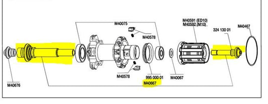 Mavic 後車軸-06 Ksyrium SL Kit~M40667 / Mavic 06 Ksyrium SL Kit Rear Axle~M40667
