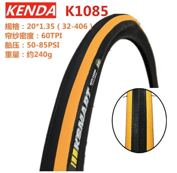 KENDA TIRE &amp; INNER TUBES-20X1.35-(48MM-F/V)K/O/K