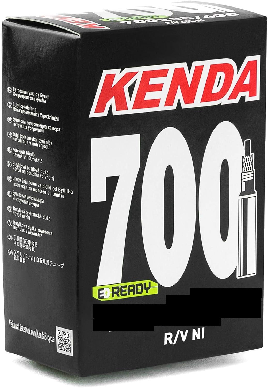 KENDA Removable French Nozzle Inner Tube~700X18/23C R/V (suitable for 25C)/ KENDA STANDARD TUBE~700X18/23C~R/V - 18X30T
