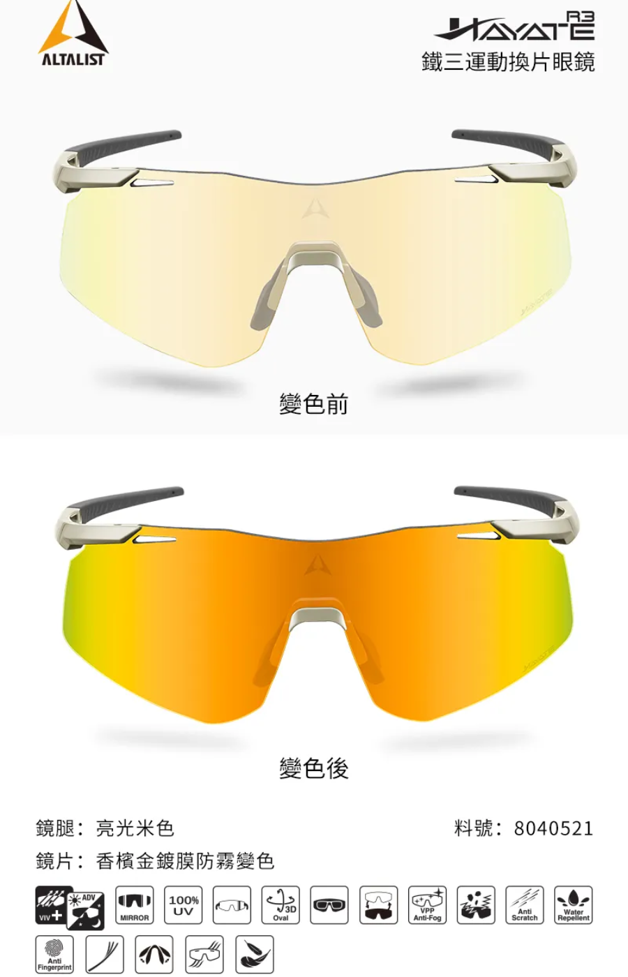 ALTALIST  HAYATE R3 TRIATHLON SUNGLASSES - Size Small