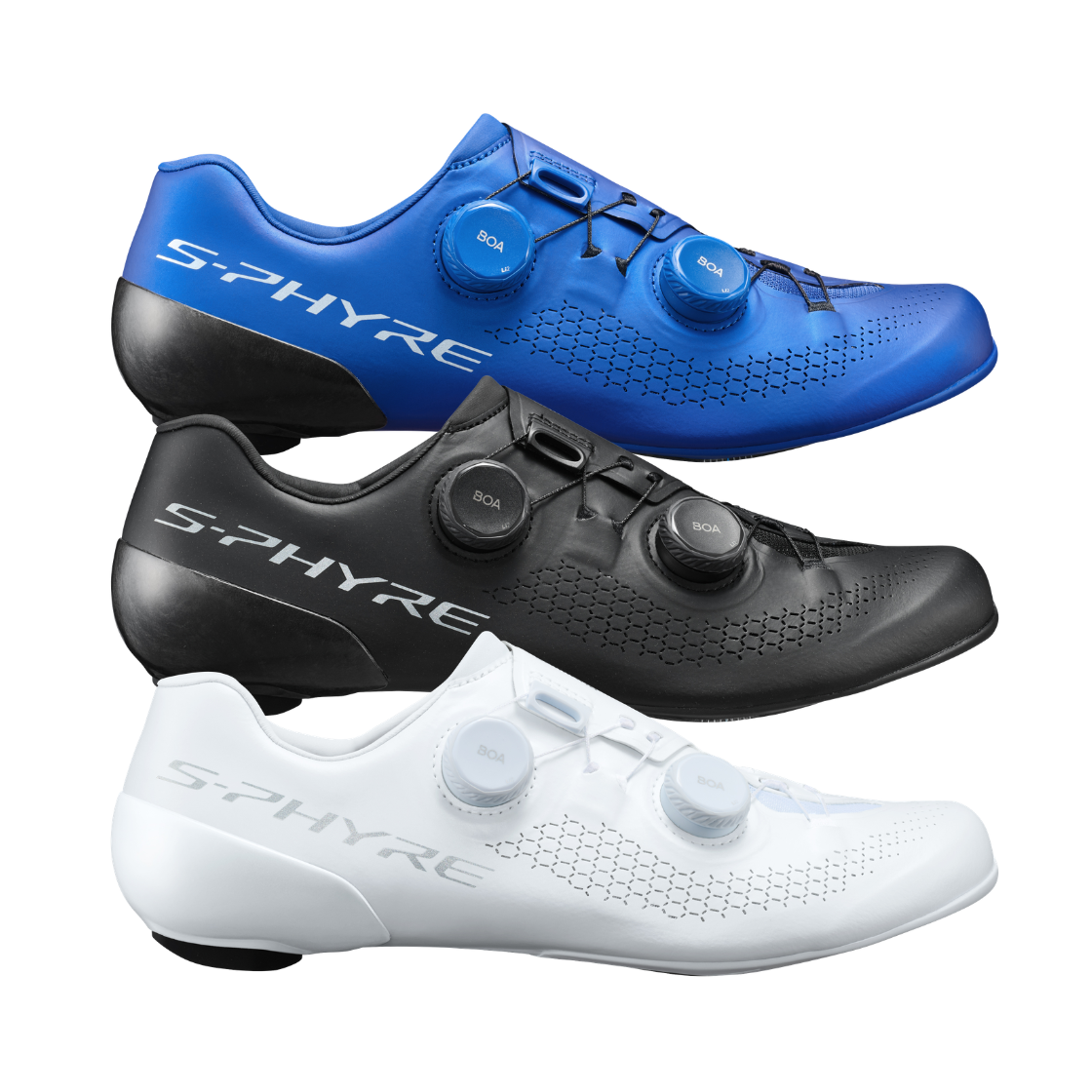 Shimano S-PHYRE SH-RC910 競賽級公路單車鎖鞋正面與雙 BOA 旋鈕