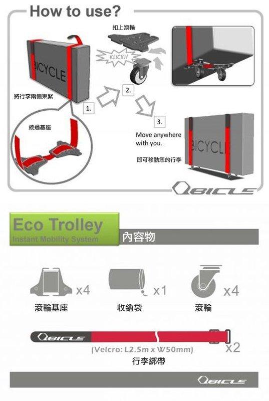 QBICLE ECO TROLLEY environmentally friendly travel kit/QBICLE BIKE ECO TROLLEY SET