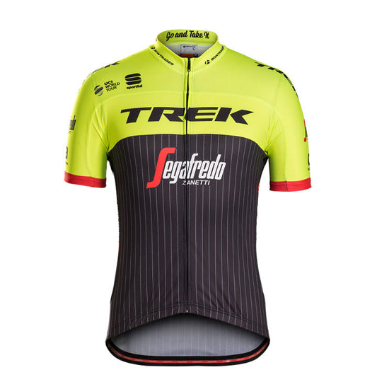 TREK-SEGAFREDO REPLICA Short Sleeve Cycling Shirt - Black and Yellow - Large Size/ TREK-SEGAFREDO REPLICA SPORTFUL JERSY - BK/VIS - L