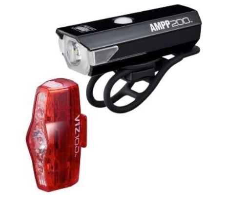 CATEYE front and rear light set~AMPP200 front light + VIZ100 tail light/ CATEYE USB LIGHT SET~AMPP200 + VIZ100