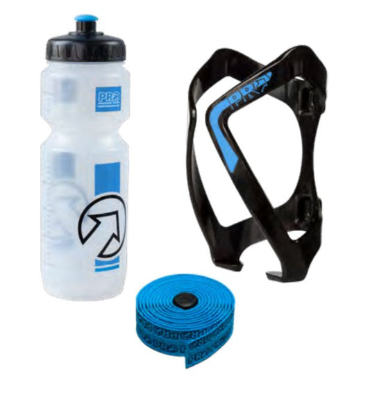 PRO BOTTLE WITH BOTTLE CAGE WITH HANDLEBAR TAPE SET-BLUE