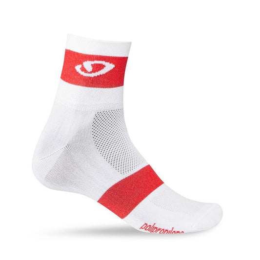 GIRO CLASSIC RACER SOCKS mid-calf cycling socks-white/red WHITE/RED BLOCK