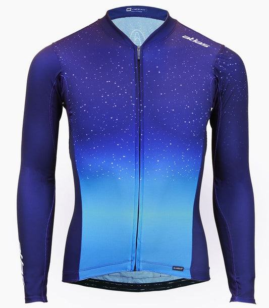 ATLAS Men's cool black multi-section lightweight long-sleeved cycling shirt, JL-160-V, starry sky color/ATLAS MEN LONG JERSEY, JL-160-V, Stella color, 30-38℃