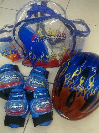 KIDZAMO KZ010 小童護套(一套四件)頭盔連背包-藍色 / KIDZAMO BACKPACK W/ PROTECTOR SET & HELMET-BLUE