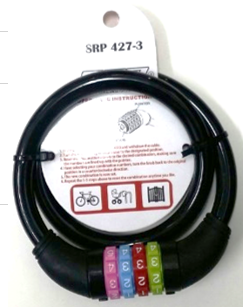 SRP 427-3 combination lock ~ black ~ 12X650MM (10 pcs in a box) / SRP 427-3 LOCK-BK-12X650MM
