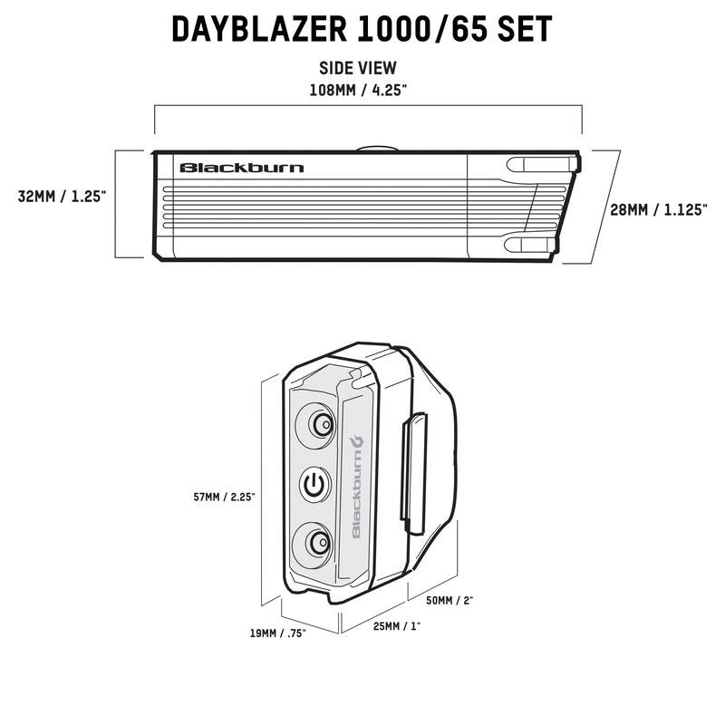 BLACKBURN DAYBLAZER 1500 FRONT 65 REAR COMBO Lamp Set (USB Rechargeable)